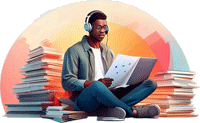 Black man busy translating